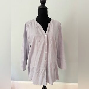 Kim Rogers Blue and White Striped Button-Down Shirt